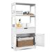 Large Bathroom Floor Cabinet, Freestanding Multipurpose Storage Cabinet with Drawer, 2 Open Shelves and Door Cupboard