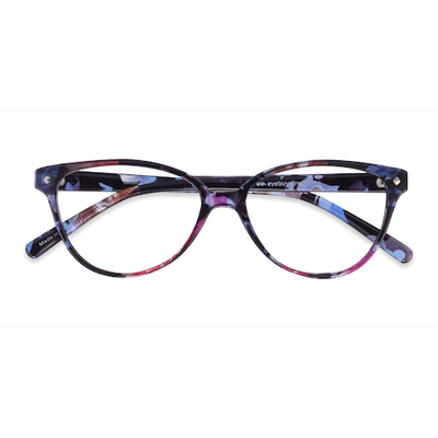 Female s horn Pink Floral Plastic Prescription eyeglasses - Eyebuydirect s Dame