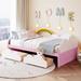 Twin Size Platform Bed with 2 Drawers and Clouds and Rainbow Decor