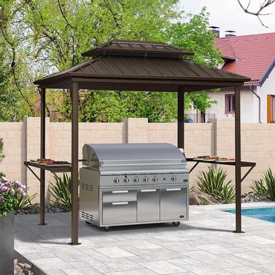 PURPLE LEAF Hardtop Grill Gazebo Galvanized Steel Roof Outdoor BBQ Canopy with Ceiling Hook and Shelves