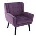 Mid-century Modern Velvet Accent Chair with Arms, Upholstered Reading Side Chair Tufted Back Decorative Wingback Chair