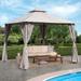 10 x 10 ft Outdoor Patio Gazebo Canopy with Curtains and Double Layer Top, UV Protection, Easy Assembly