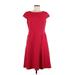 Anne Klein Casual Dress - A-Line: Red Solid Dresses - Women's Size 8