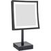 KESHENGDA Tabletop LED Lighted 5X Magnifying Square Makeup Mirror with Plug 8 Inch Polished Oil Rubbed Bronze Finished