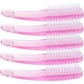 5pcs Nail Cleaning Brush Handle Nail Brush NailBrush Nail Scrub Brush Toe Cleaning Brush Nail Brush Cleaner Fingernail Brush Foot Scrub Brush Long Handle Pink Duster