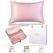 100% Mulberry Silk Pillow Case | Pure Silk Pillowcases for Hair & Skin | Powder Pink Anti Acne Slip Silk Pillowcase and Silk Eye Mask Set in Luxurious Box