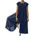 JWZUY Rompers for Women Round Neck Sleeveless Loose Breathable Wide Leg Long Pants Solid Color Spaghetti Strap Jumpsuits Navy S