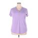 Short Sleeve Henley Shirt: Purple Tops - Women's Size 2X-Large