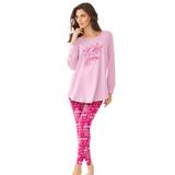 Plus Size Women's 2-Piece PJ Legging Set by Dreams & Co. in Pink Let It Snow (Size 3X) Pajamas