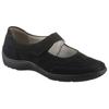 Riemchenballerina WALDLÄUFER "HENNI", Damen, Gr. 6 (39), schwarz, Nubukleder, sportlich, Schuhe, Slipper, Bequemschuh, Klettschuh in komfortabler Weite H (=sehr weit)