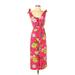 June & Hudson Casual Dress - Midi Scoop Neck Sleeveless: Pink Floral Dresses - Women's Size 1