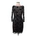 Eliza J Cocktail Dress - Party Boatneck 3/4 sleeves: Black Solid Dresses - Women's Size 8