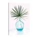 Bay Isle Home™ 'Statement Palms I' Graphic Art Print on Wrapped Canvas in Blue/Green/Pink | 60" H x 40" W x 1.5" D | Wayfair