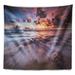 East Urban Home Beautiful Sea Waves At Sunset Beach Photo Tapestry Polyester in Black | 68 H x 80 W in | Wayfair 25D404FA9FF1439B88C0E03612250935