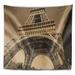 East Urban Home Cityscape Iconic Eiffel Tower View from Ground Tapestry Metal in Black/Brown/White | 32 H x 39 W in | Wayfair