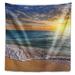 East Urban Home Seascape Layers of Colors on Sunrise Beach Tapestry Polyester in Black/Brown/Gray | 50 H x 60 W in | Wayfair