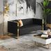 Everly Quinn Trillium 83.07" Vegan Leather Sofa Faux Leather/Velvet in Black | Wayfair 68D9A23219CD489F9DE2850AA8BBB099