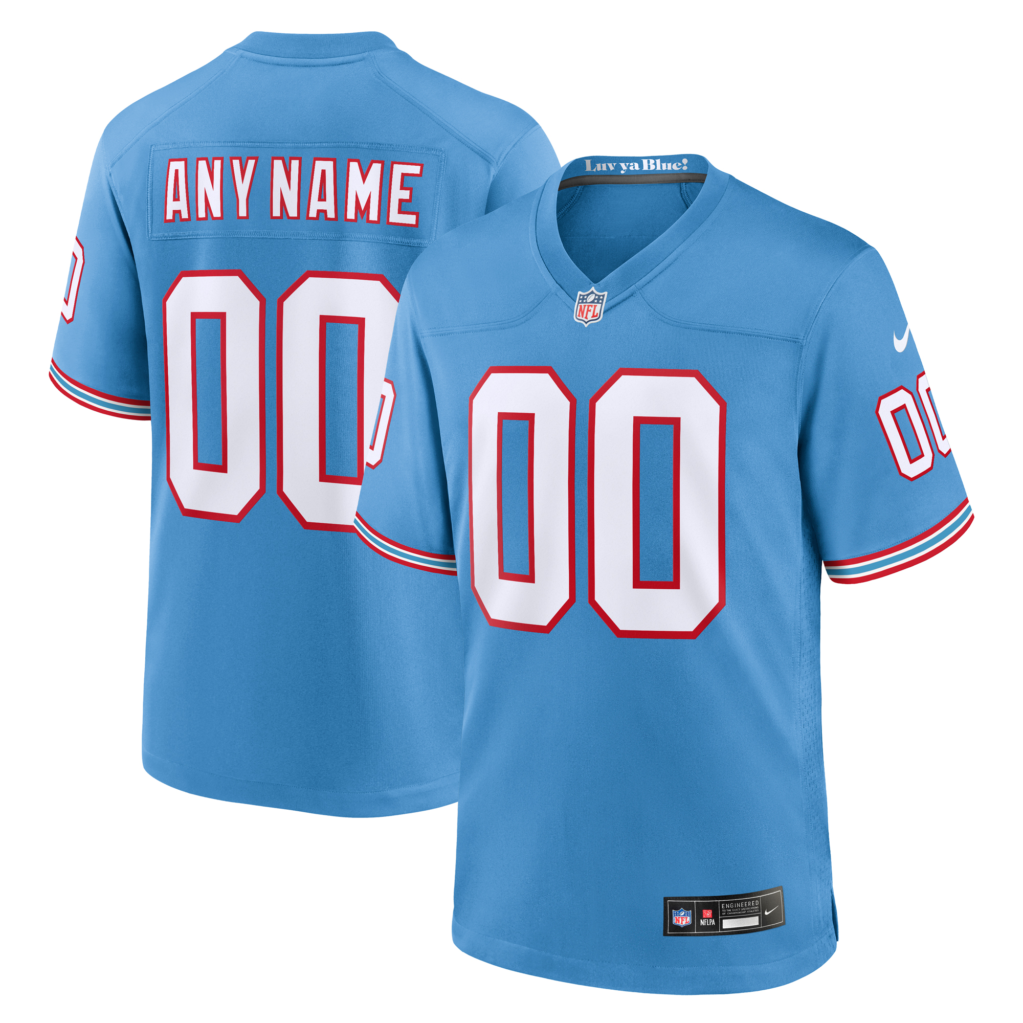 Tennessee Titans Nike Secondary Alternate Oilers Throwback-Spieltrikot – Personalisiert – Herren Image