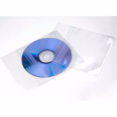 Square Protective Closure Clear Plastic Packaging For Standard CD Bag Size: 4 7/8