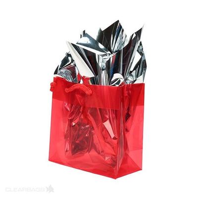 Red Glossy Clear Colored Gift Bags 6 5/16" x 3" x 6 5/16" 10 pack