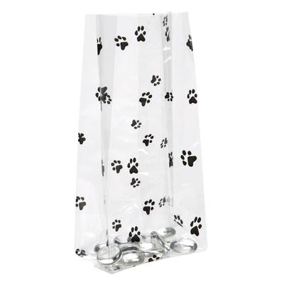 Small Paw Print Clear Gusset Bags Great for Pet Supply Stores or Dog Loving Retailers Bag Size: 3 1/2