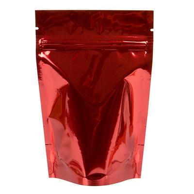 Small Smell Proof Resealable Pouch Baggies Red Metallized High Barrier - Holds 2 Ounces Size: 4" x 2 3/8" x 6" 100 Bags Pouches