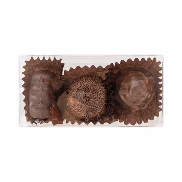 Tiny 3 Truffle Size Chocolate Boxes with Inserts for 3 Candies Chocolates & Truffles Box Size: 2 1/8" x 1 3/8" x 4 1/4" 100 Sets |
