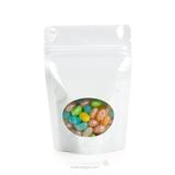 Metallized White Zipper Pouches w/ Oval Window 2 oz. Great for Samples Herbs and Spices Size: 4" x 2 3/8" x 6" 100 Bags Pouches