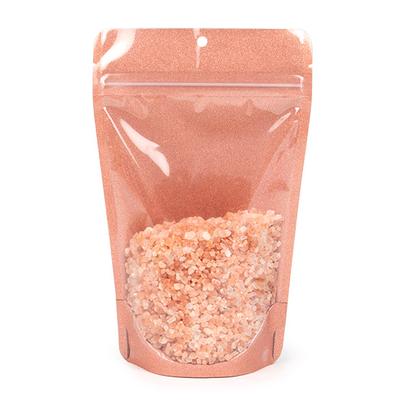 Rose Gold Glitter Backed Stand Up Zipper Pouch 5 1/8
