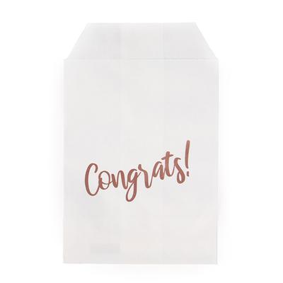 Paper Treat Bags Rose Gold Congrats 3" x 5" 100 pack GPB35RC