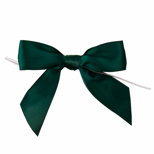 Hunter Green Pre-tied Bow 3 1/2" 25 pack