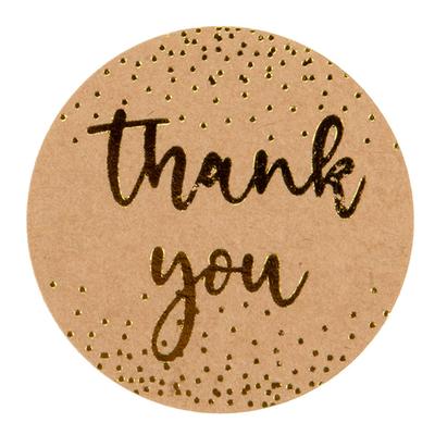 Kraft and Gold Confetti Thank You Stickers 25 Per ...