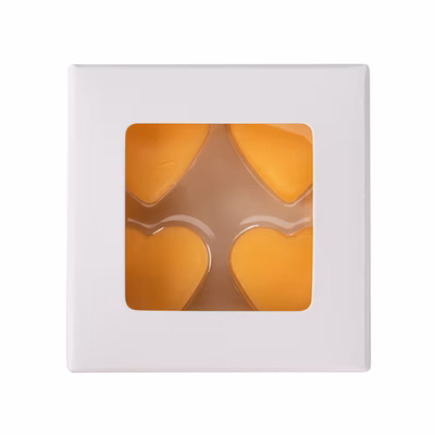 White Kraft Artisan Candy Box Set, Heart Insert 2 3/4" x 13/16" x 2 11/16" 25 pack