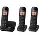 PANASONIC KX-TGC413EB Cordless Phone - Triple Handsets, Black