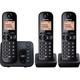 PANASONIC KX-TGC263EB Cordless Phone - Triple Handsets, Black