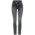 Street One Graue Slim Fit Jeans Damen authentic dark grey wash, Gr. 28-30, Baumwolle, Weiblich Denim Hosen