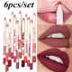 6Pcs/set Cosmetic Professional Wood Lipliner Waterproof Lady Charming Lip Liner Soft Pencil Contour