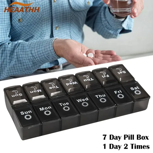 Tragbare Medizin Pille Box Fall Lagerung abnehmbar wöchentlich 14 Gitter Pille Aufbewahrung koffer