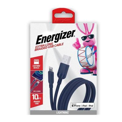 Energizer 06722 - 10ft Braided Lightning Cable (ENG-LC3NVY) Standard Charger