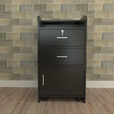 P2 Particle Board 2 Drawers 1 Door 3 Air Ducts Salon Cabinet Black - N/A