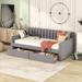 Twin Upholstered Daybed with Trundle, Velvet Captains Bed Sofa Bed