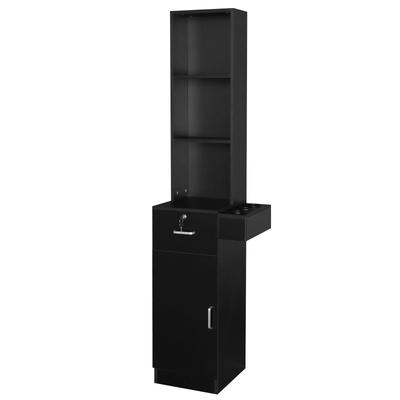 Particleboard Pitted Surface 2 Drawers 1 Lock 1 Door 3 Hair Dryer Salon Storage Cabinet Black - N/A