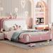 Full/Twin size Upholstered Rabbit-Shape Princess Bed ,Full/Twin Size Platform Bed with Headboard and Footboard
