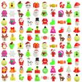 100Pcs Christmas Kawaii Squishies Mini Mochi Squishy Squeeze Toys Stress Reliever Anxiety Packs for Kids Party Favors Christmas Stocking Stuffers (Christmas) (Christmas)