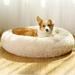 JMHUND Shag Vegan Fur Donut Comfortable Dog Bed for Medium Dogs Large Calming Cuddler Ultra Soft Washable Pet Cat Mat Round Fluffy Self-Warming Cushion Bed 26 Beige