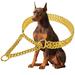 Gold Dog Chain Collar Stainless Steel 18K Gold Dog Collar Adjustable Walking Metal Cuban Link Dog Collar Chew Proof Double Row Chain Dog Collar for Large Small Medium Dogs