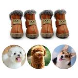 CMNNQ Snow Small Dog Boots Pet Antiskid Dog Shoes Winter Waterproof Skidproof Paw Protectors Warm Booties for Puppy Play (L Brown)