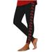 HAPIMO Yoga Legging Pants for Women Baseball Letter Print High Rise Trousers Running Sports Stretch Trendy Clothes Fall Black S