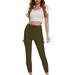 Dianli Joggers for Women Hiking Pants Lightweight Cargo Joggers Quick Dry Golf Travel Track Pants with Zipper Multi Bag Work Suit Casual Pants Elastic Waist Lace Up Pants Long Pants