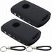 WFMJ 2Pcs Black Silicone with keyring for Mazda 3 Hatchback CX-5 CX-30 CX-9 Smart 4 Buttons Remote Key Fob Cover Case Chain